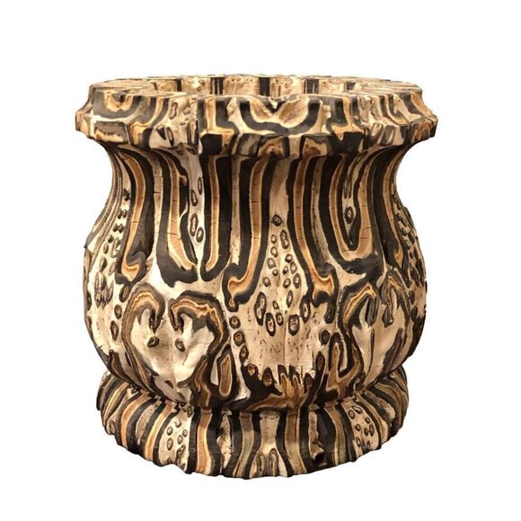 Vintage NEW ZEALAND MAMUKA NATURAL PONGA WOOD TREE FERN ART VASE - Picture 1 of 15